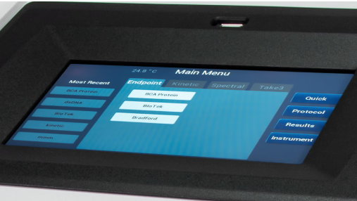 Agilent BioTek Epoch 2 터치스크린 인터페이스